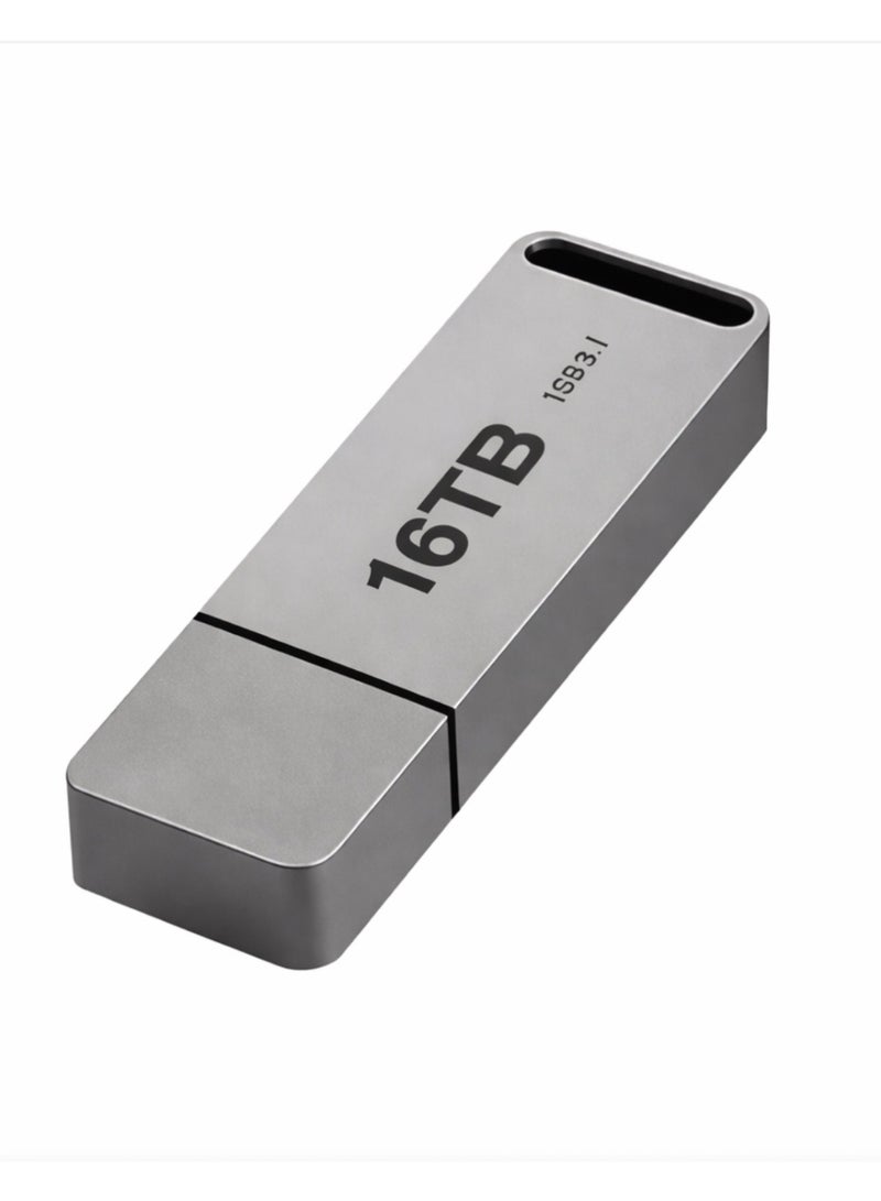 USB Flash Drive 16TB – Gray Color Metal Body Strong and Portable - Image 1